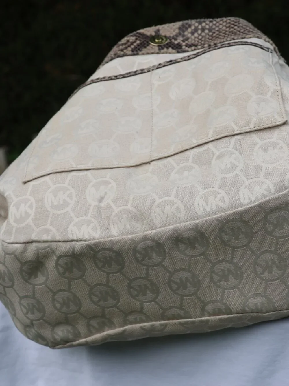 Michael Kors Brown, Tan & Gray Python-Print Hobo Bag